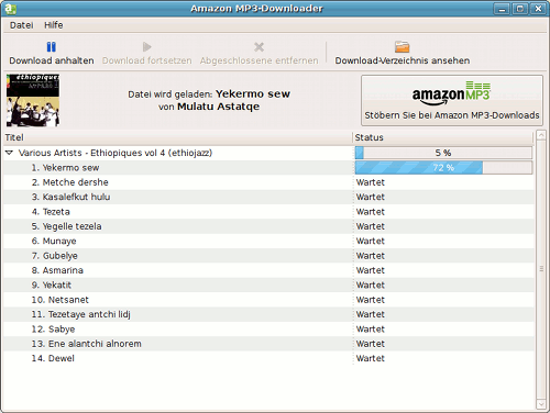 Screenshot vom Amazon MP3-Downloader