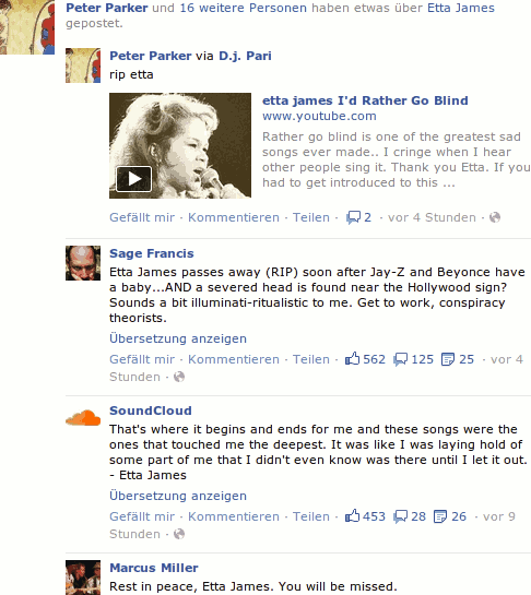 Screenshot meiner Facebook-Seite