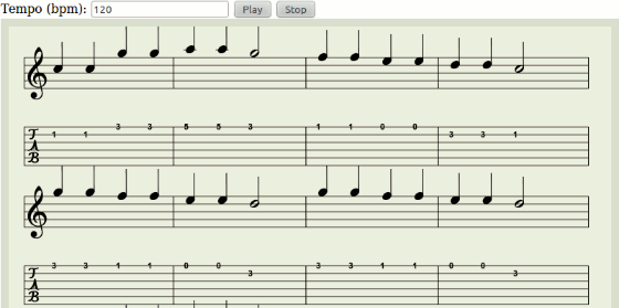 Screenshot HTML5 Guitar Tab Player