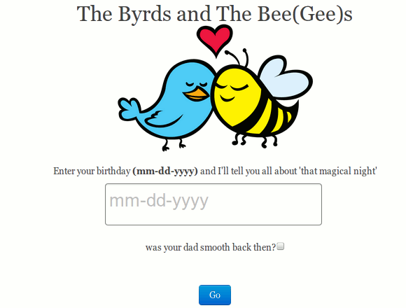 Die Startseite von The Byrds and The Bee(Gee)s
